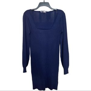 Blue Orchid Metallic Navy Shimmer Ribbed Knit Sweater Dress NWT M